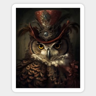 Victorian Owl Gentleman Sticker